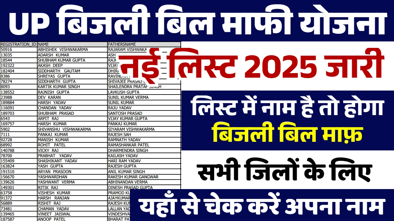 UP Bijli Bill Mafi Yojana List